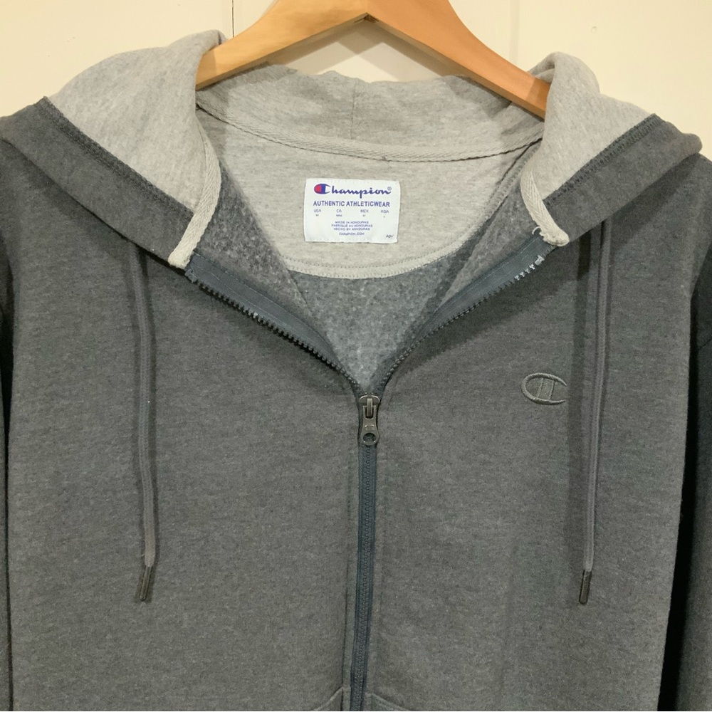 Champion Mens Powerblend Full Zip Long Sleeve Fleece Hoodie - Size Medium